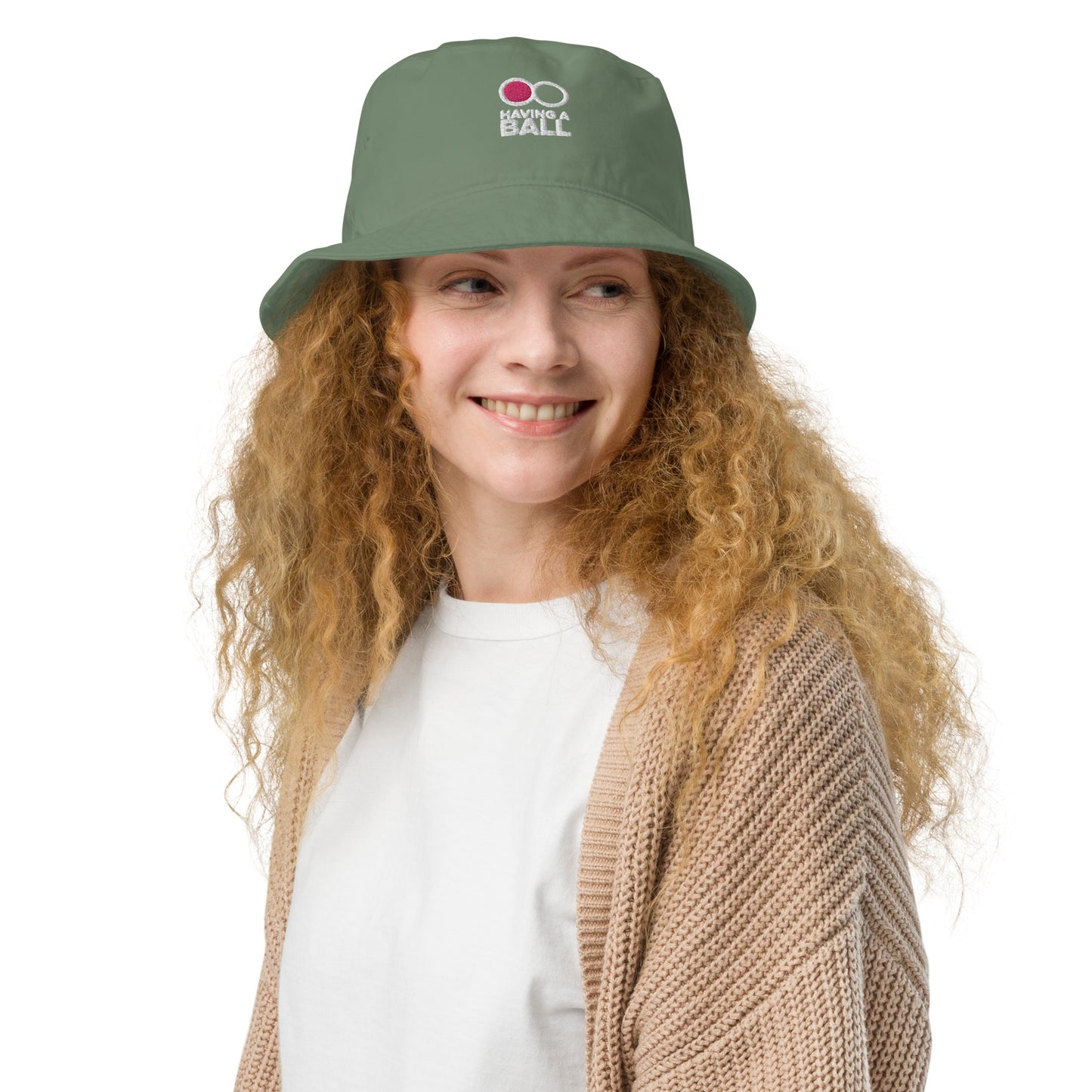 Having A Ball - Organic Bucket Hat (White Logo)