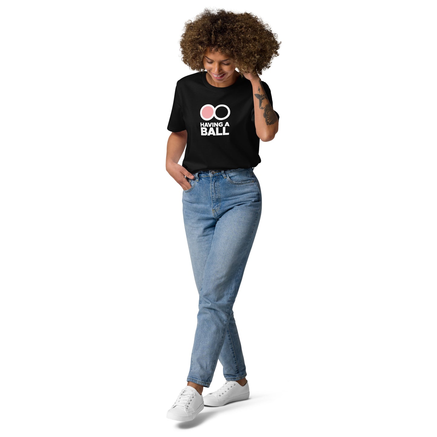 Having A Ball - Unisex Cotton T-Shirt (White Logo)