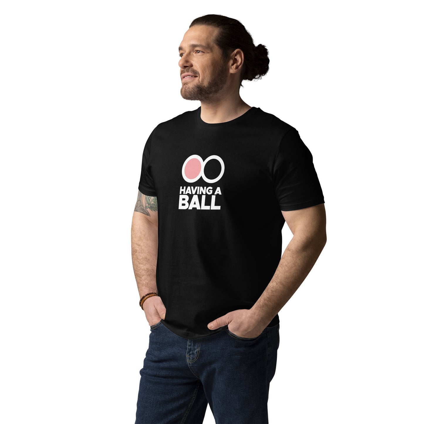 Having A Ball - Unisex Cotton T-Shirt (White Logo)