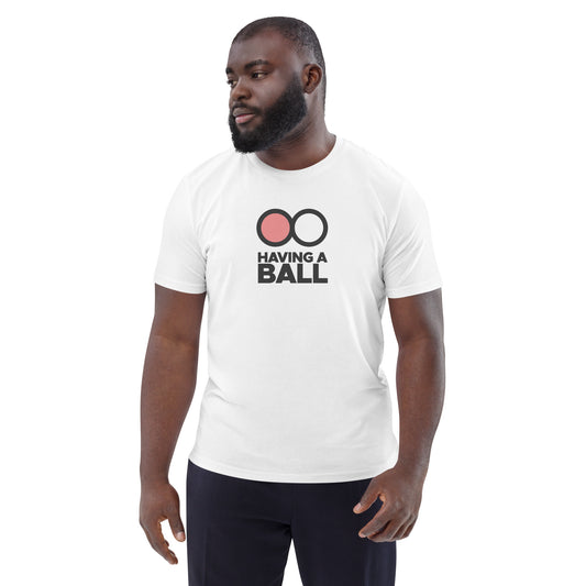 Having A Ball - Unisex Cotton T-Shirt (Black Logo)