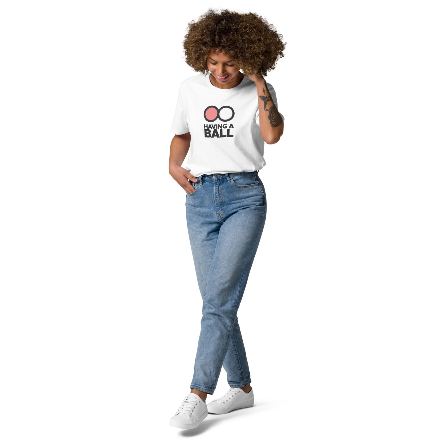 Having A Ball - Unisex Cotton T-Shirt (Black Logo)