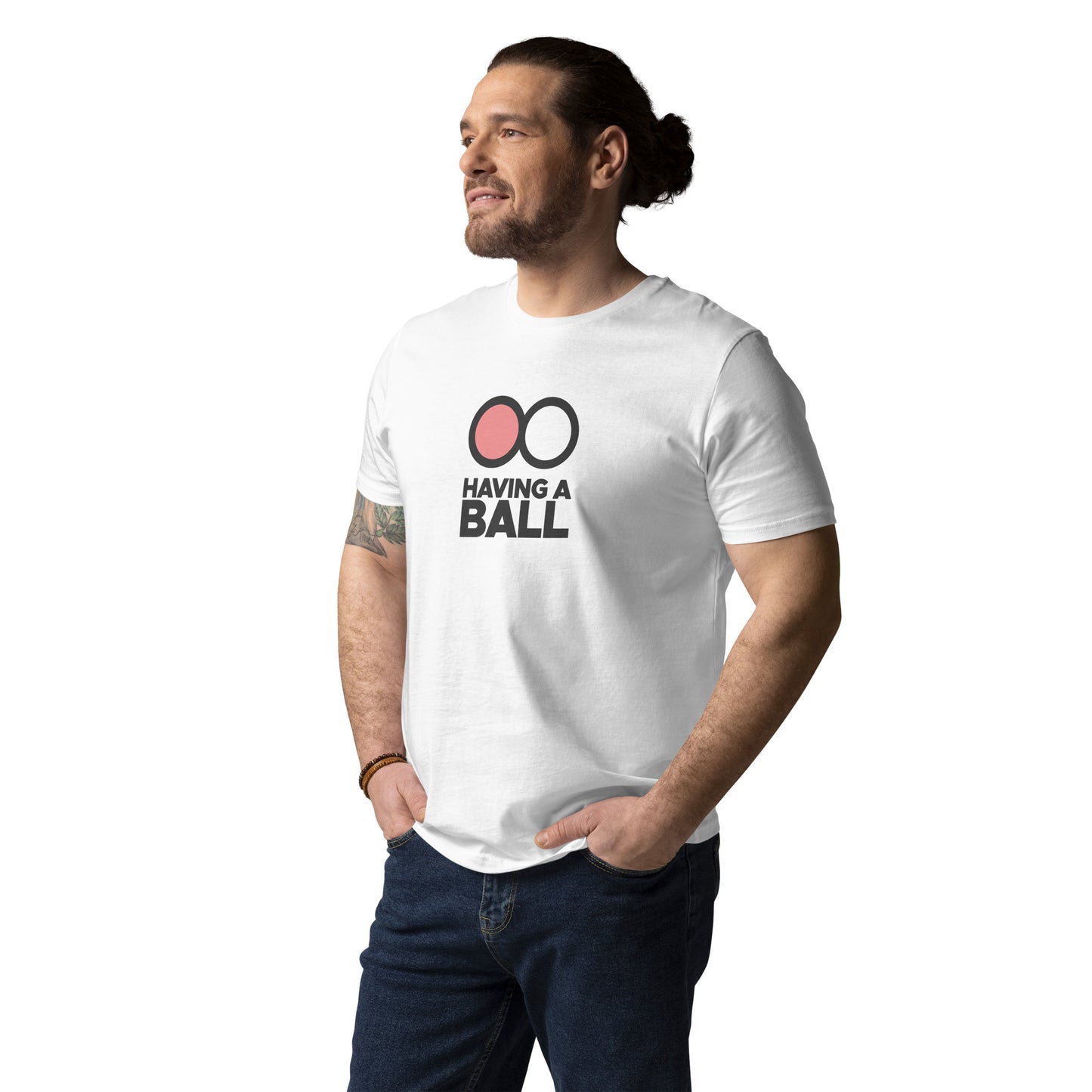 Having A Ball - Unisex Cotton T-Shirt (Black Logo)