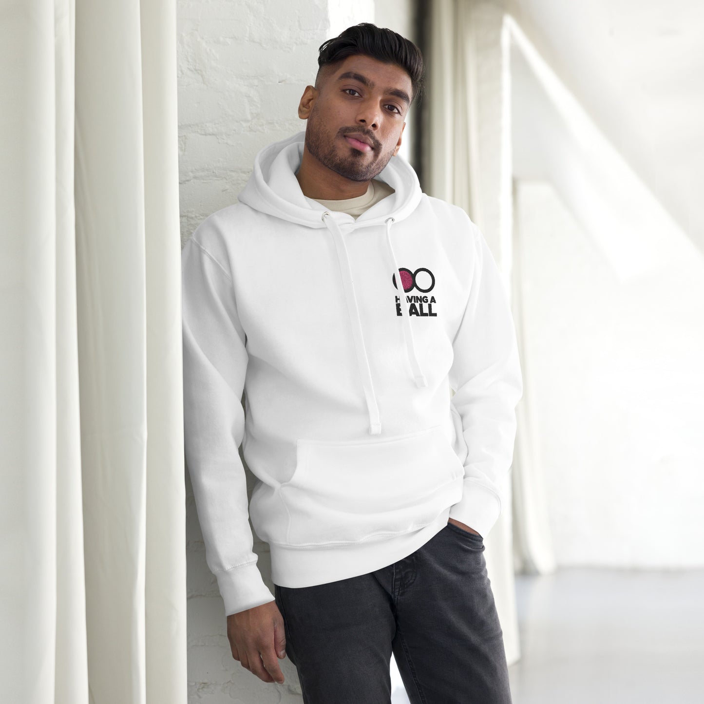 Having A Ball - Unisex Hoodie (Black Embroidered Logo)
