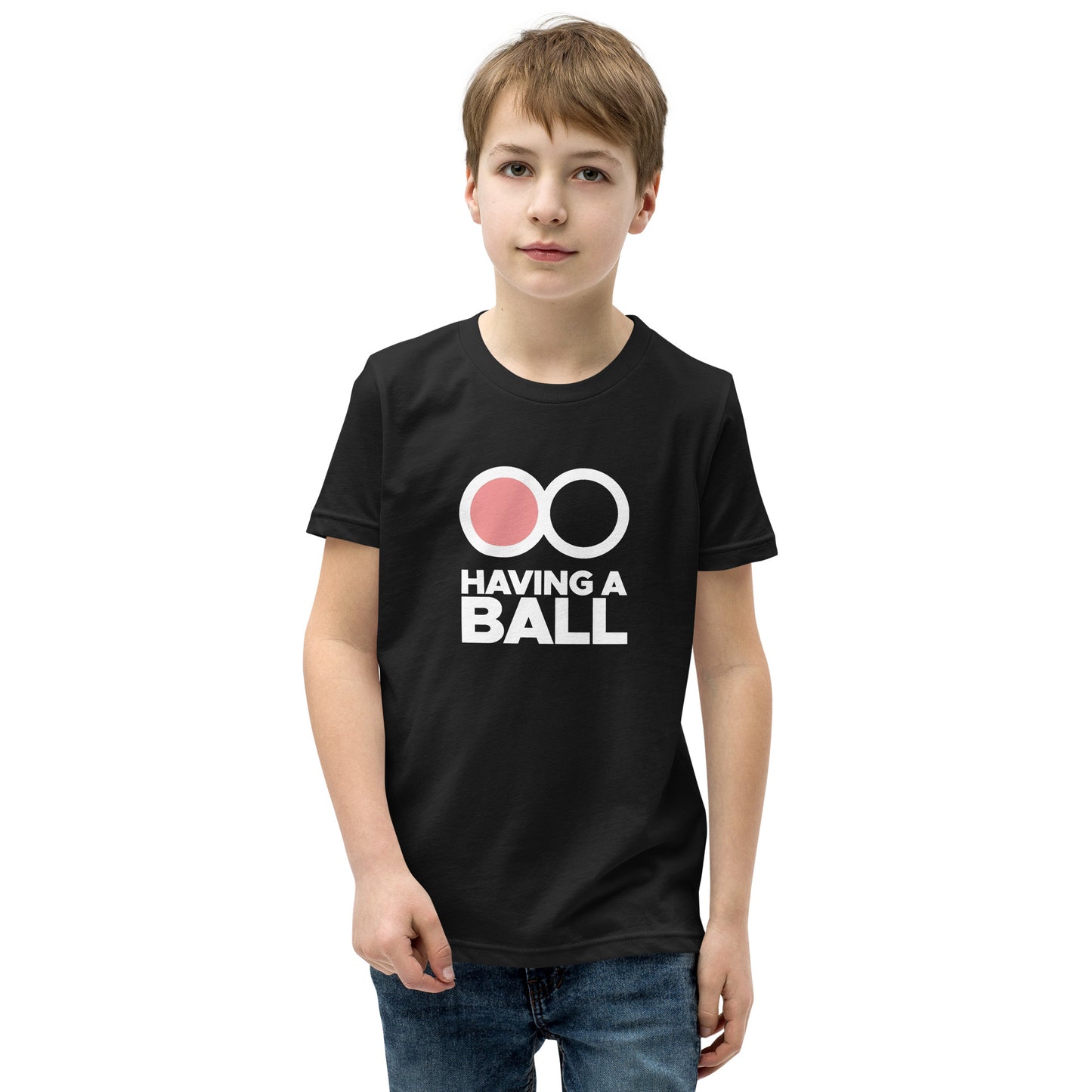 Having A Ball - Youth Short Sleeve T-Shirt (White Logo)
