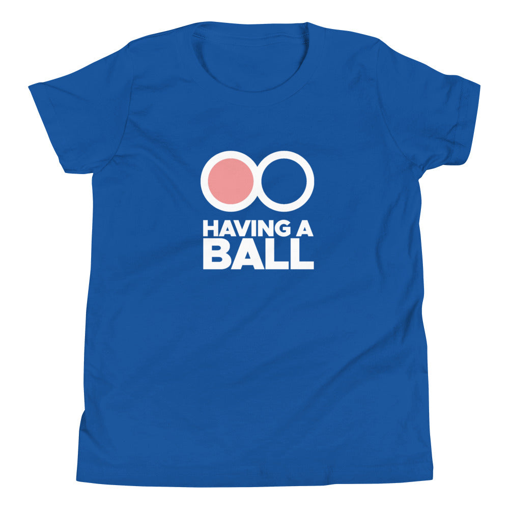 Having A Ball - Youth Short Sleeve T-Shirt (White Logo)