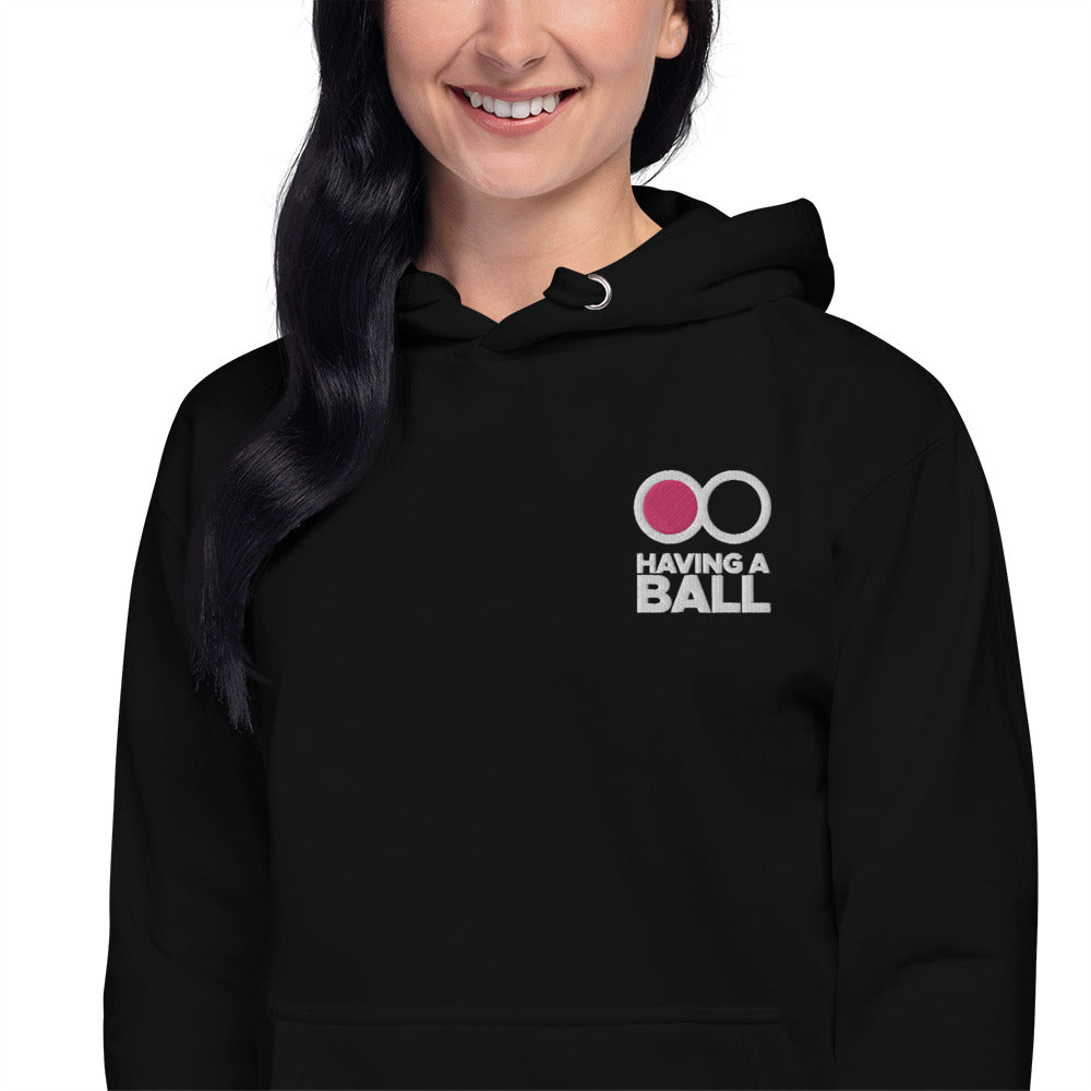 Having A Ball - Unisex Hoodie (White Embroidered Logo)