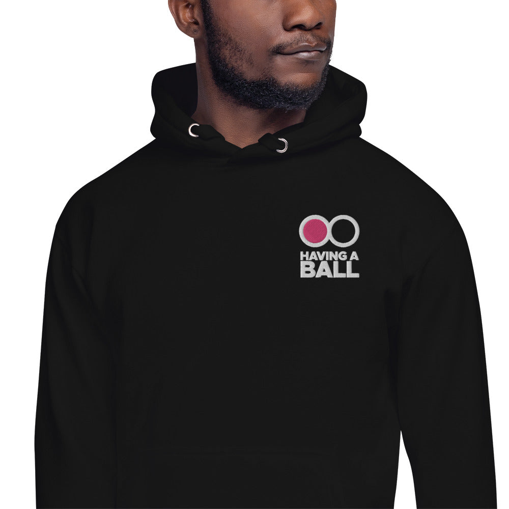 Having A Ball - Unisex Hoodie (White Embroidered Logo)